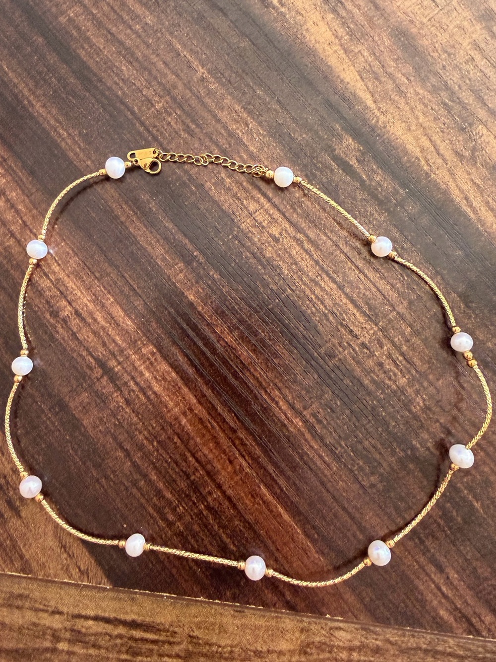 Gold tone Real Pearl Beaded Necklace - Women Jewelry